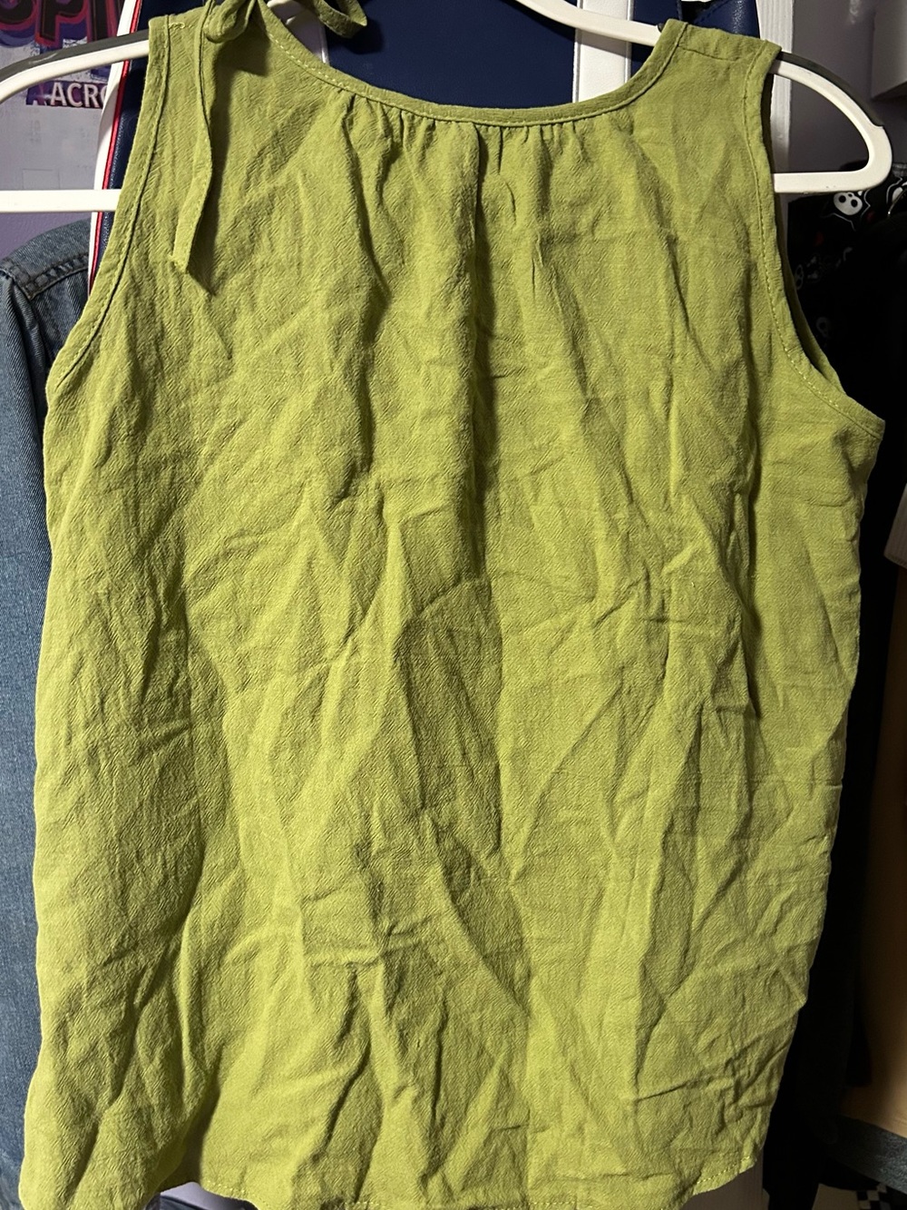 Lime Green Sleeveless Linen Tank Top